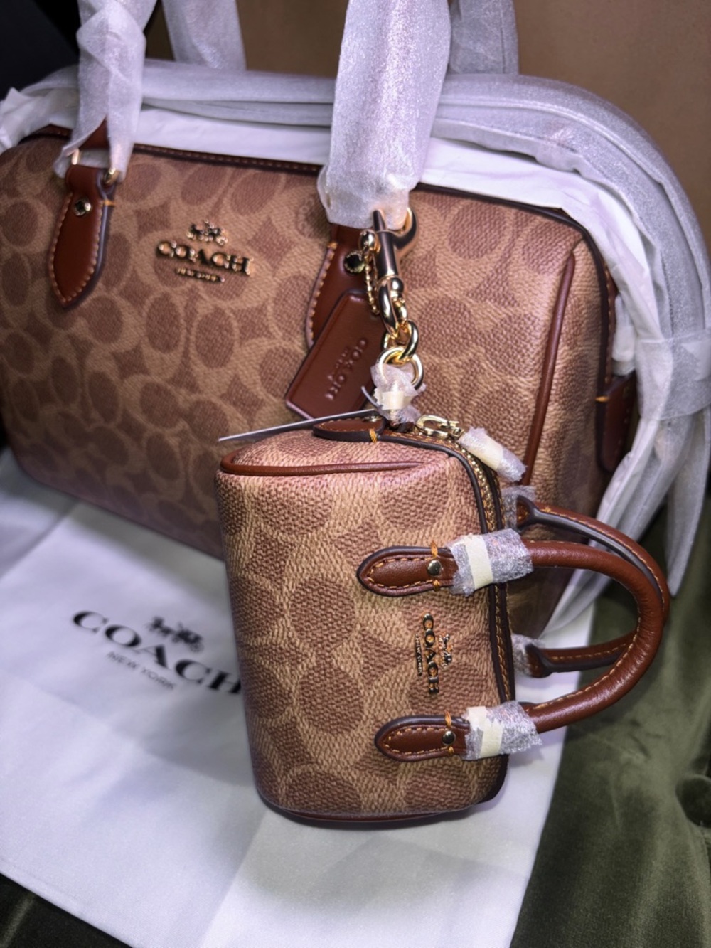 Coach Mini Rowan Bag Charm In Signature Canvas - Picture 3 of 10